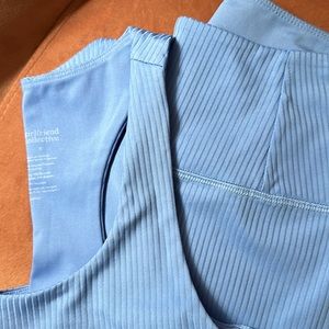 Girlfriend Collective Ribbed Baby Blue Leggings & Bra Set